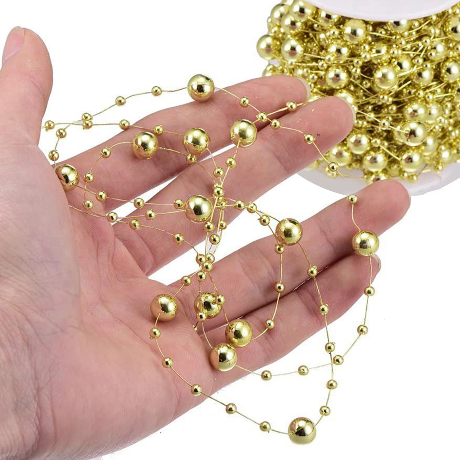 2025 Christmas Decoration Bead String Clear Colored Round Diamond Scale Shape Bead String For Wedding Valentine's Thanksgiving