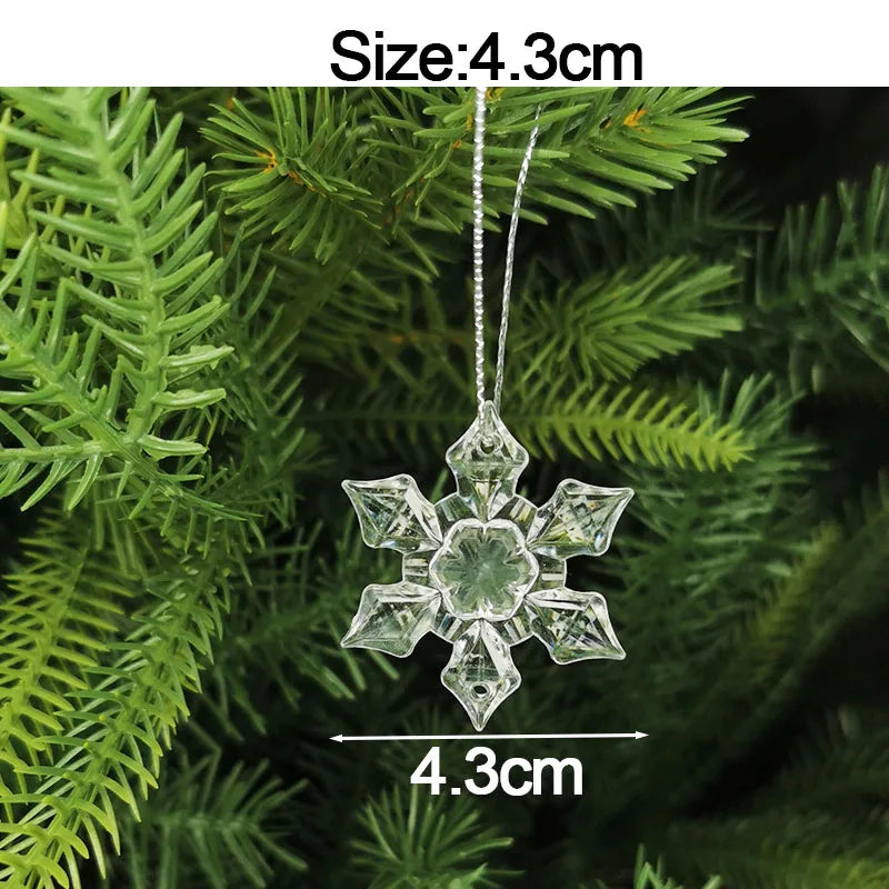 5pcs 2026 Christmas Decoration Crystal Acrylic Ornament Snowflake Elk Snowman Bow Christmas Tree Hanging Pendant New Year Kerst