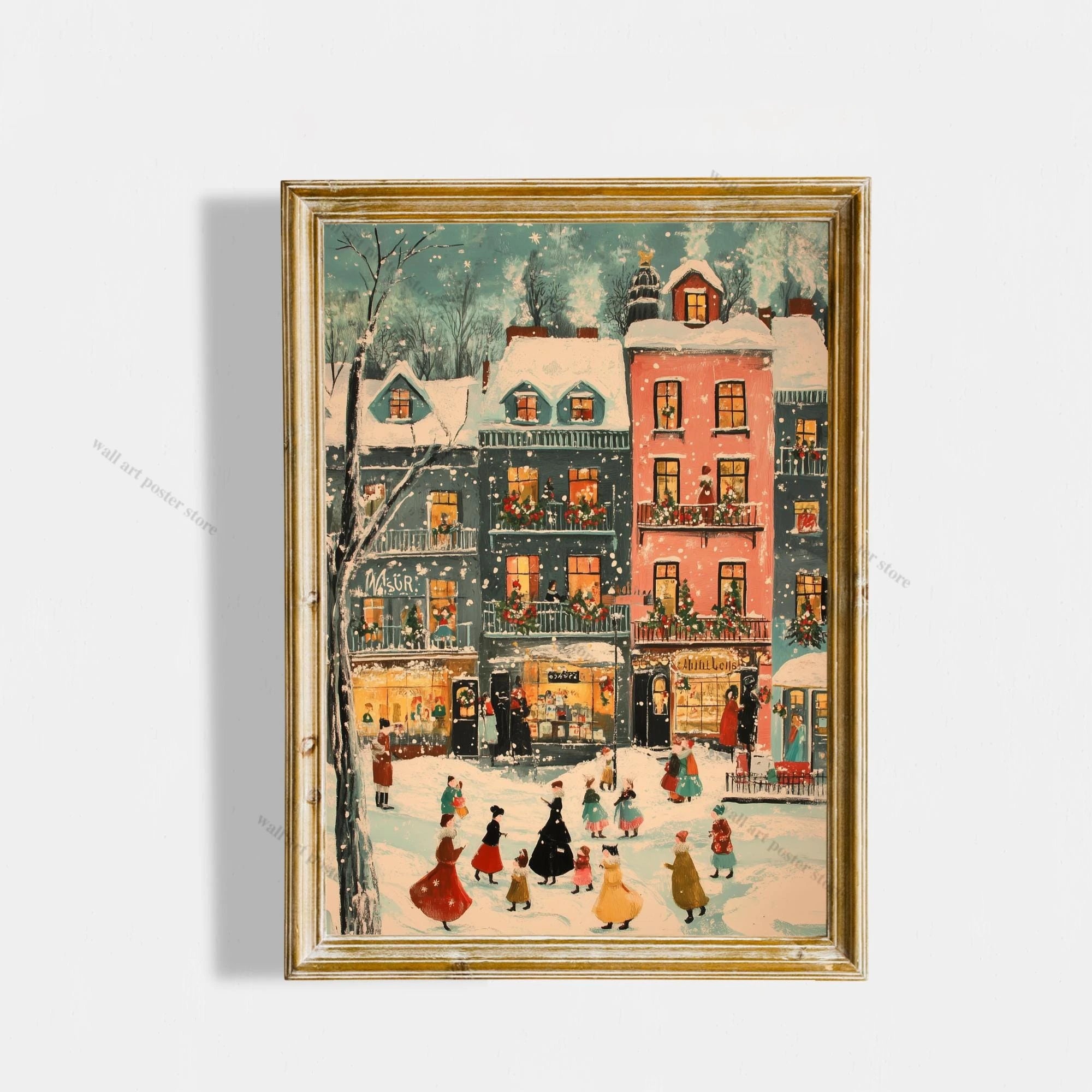 Winter Town Holiday Printable Wall Art