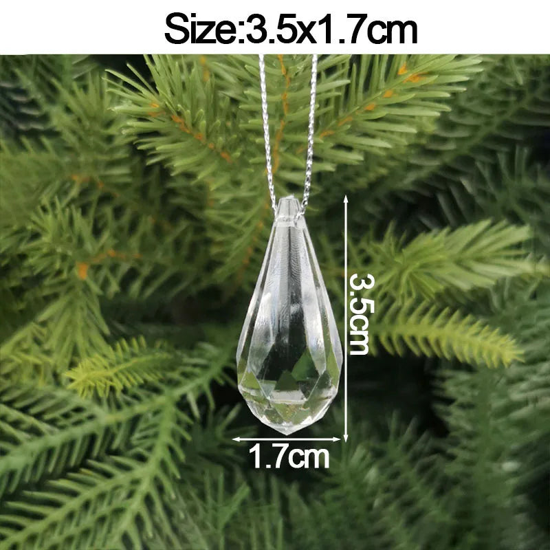 5pcs 2026 Christmas Decoration Crystal Acrylic Ornament Snowflake Elk Snowman Bow Christmas Tree Hanging Pendant New Year Kerst