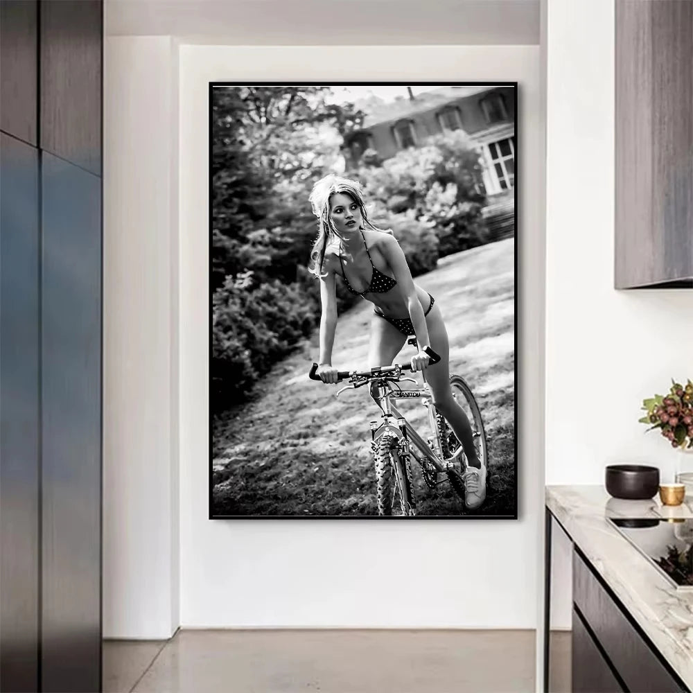 Kate Moss Black & White Portrait Wall Art