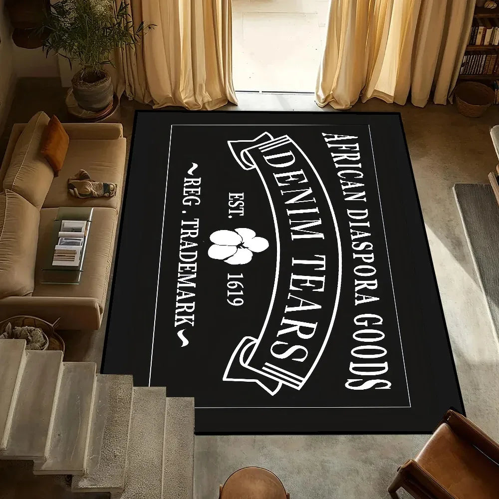 Small T-Tears Carpet Anti-Slip Kitchen Bedroom Fashion D-Denim Handmade Tufted Rug Luxury Living Room Entrance Decoration