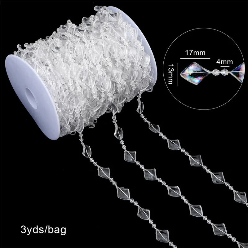2025 Christmas Decoration Bead String Clear Colored Round Diamond Scale Shape Bead String For Wedding Valentine's Thanksgiving