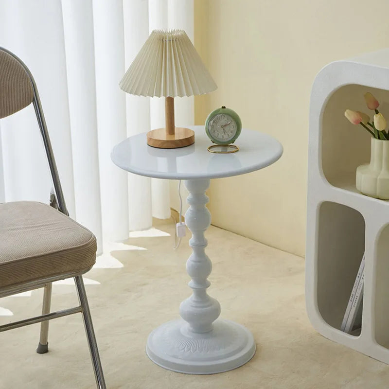 1pc Sofa Side Table Small Creamy Wind Living Room Creative Coffee Table Modern Simple Iron Balcony Small Round Table