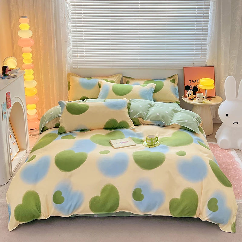 Strawberry Bedding Set Double Sheet Soft 3/4pcs Bed Sheet Set Duvet Cover Queen King Size Comforter Sets For Home For Child