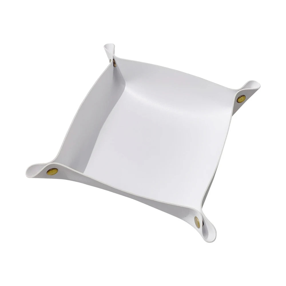 Leather Tray Foldable Table Catchall Storage Box Jewelry Key Coin Desk Top Organizer Entryway Nightstand Home Office Decoration