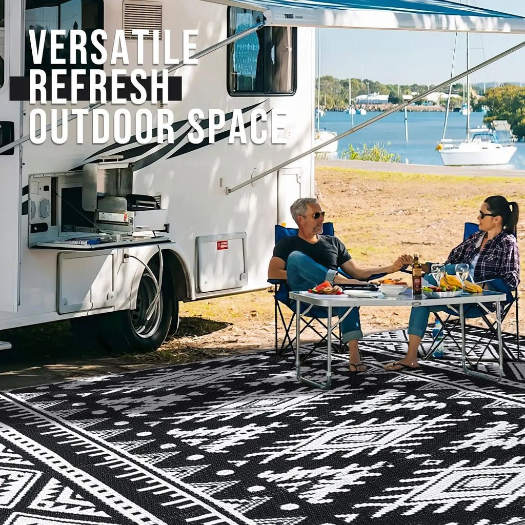 Kitinjoy Outdoor Rugs Waterproof Reversible Outdoor Plastic Straw Rugs Boho PatioIndoor Carpets RV Mat For Family Camp Picnic