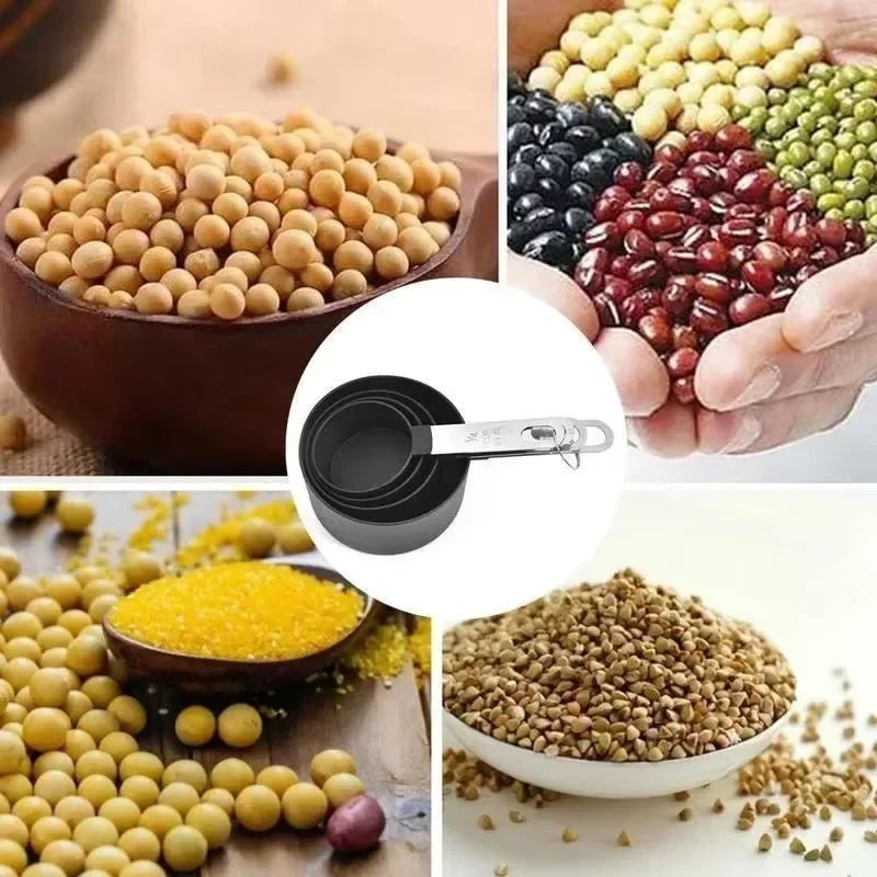8PCS/set Stainless Steel Measuring Cup and Spoon Set with Scale for Accurate Baking and Cooking Grain Dessert Measuring Tools