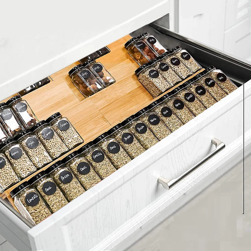 Bamboo Spice Drawer Organizer