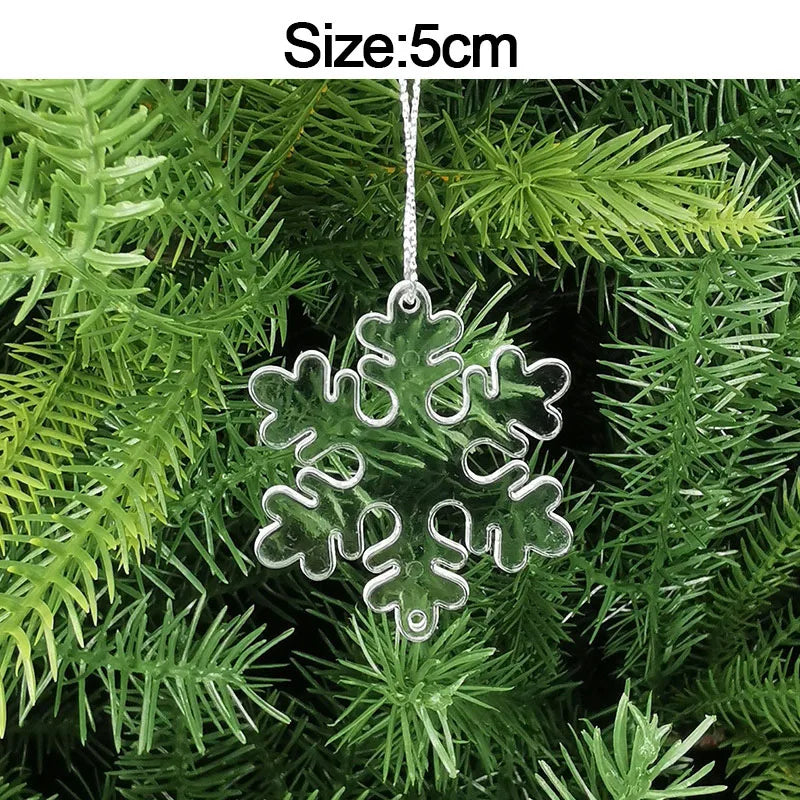 5pcs 2026 Christmas Decoration Crystal Acrylic Ornament Snowflake Elk Snowman Bow Christmas Tree Hanging Pendant New Year Kerst