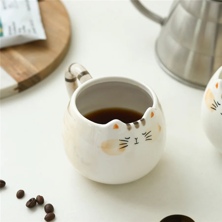 1pc cute ceramic cup, cat shaped mug