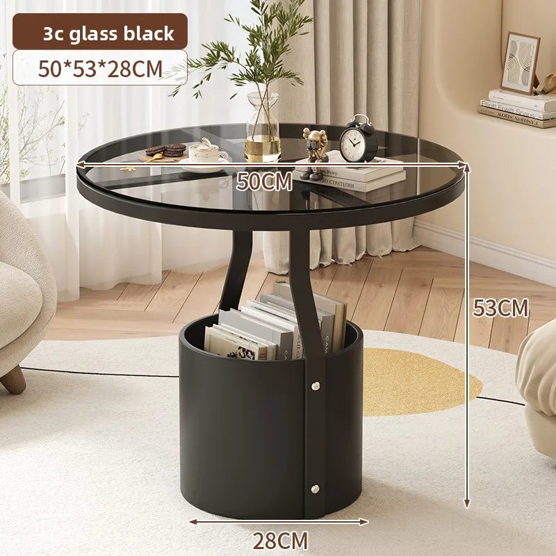 Coffee table light luxury rock slab round sofa side few bedrooms bedside small table balcony small round table