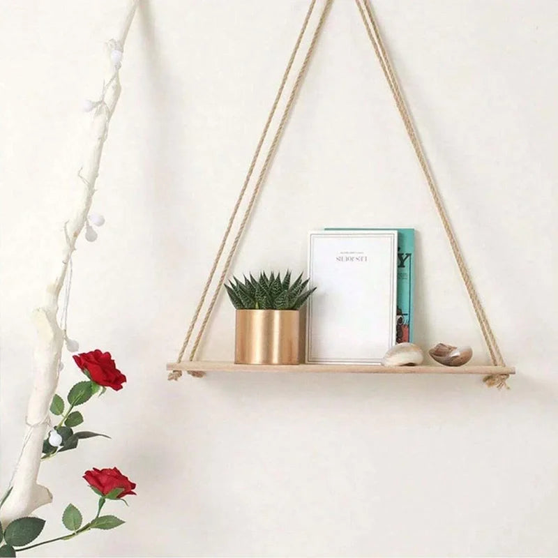 Floating Wooden Wall Shelf for Plants & Decor