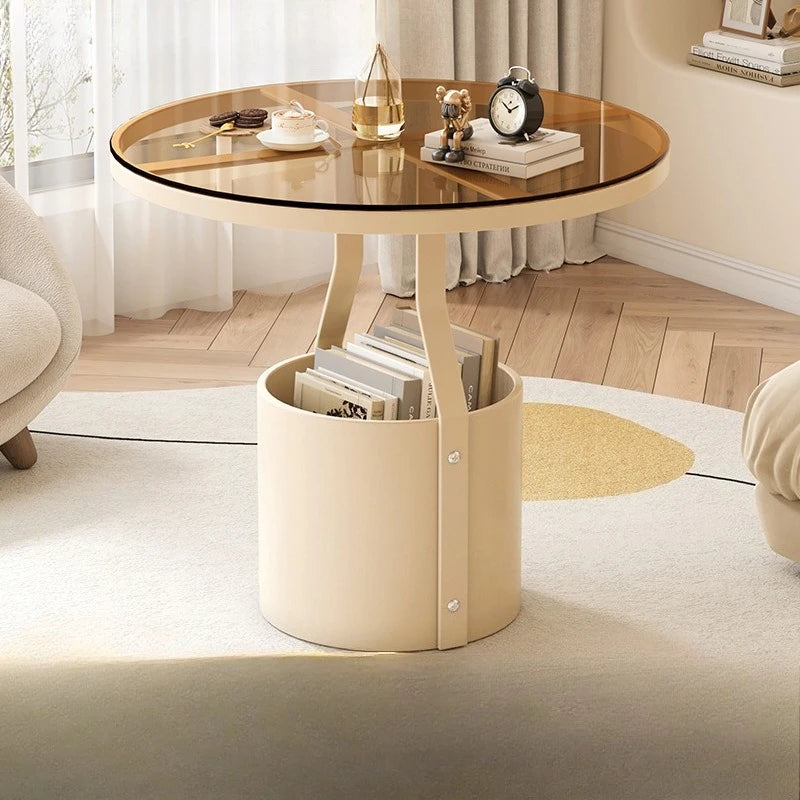 Coffee table light luxury rock slab round sofa side few bedrooms bedside small table balcony small round table