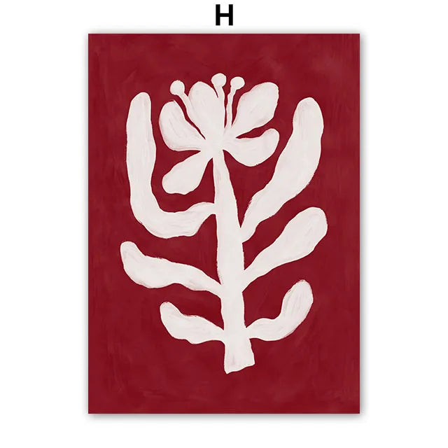 Red Striped Girl Flower Cat Coffee Abstract Posters And Prints Wall Art