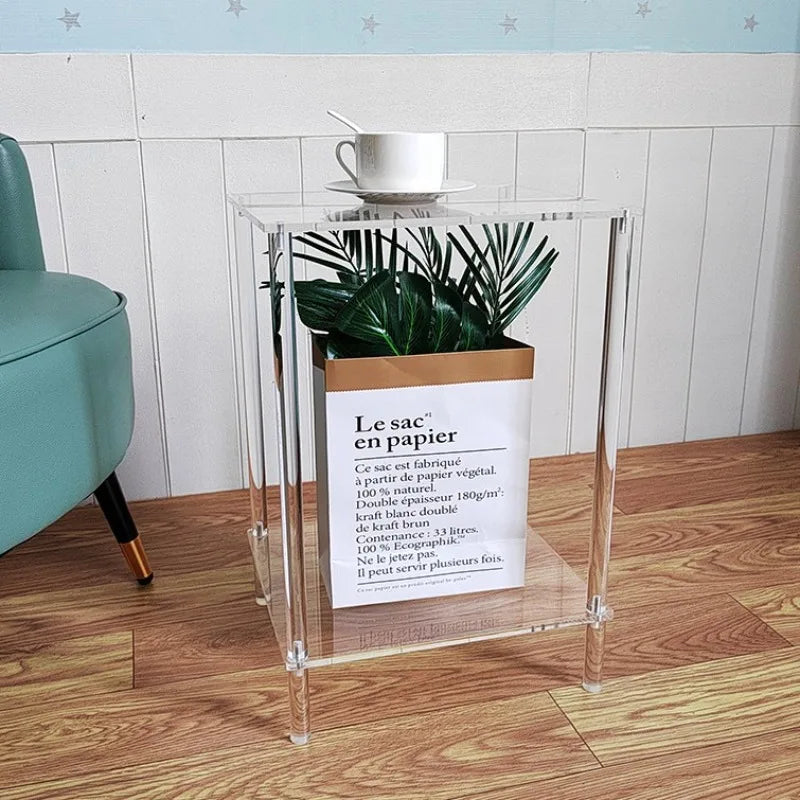 Acrylic living room side table wholesale plexiglass display stand high transparent office coffee table