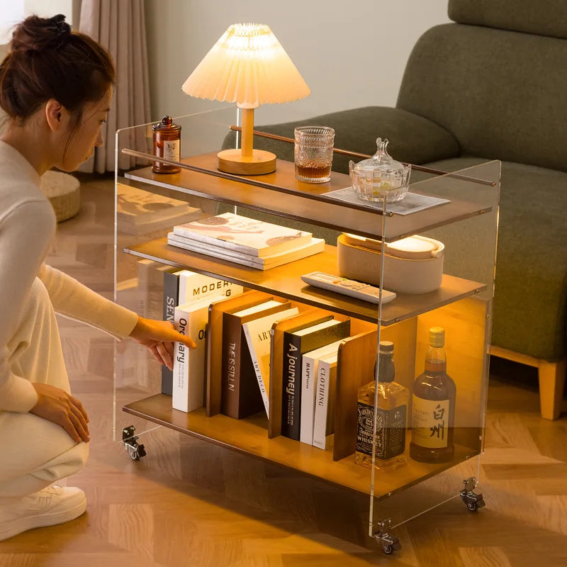 Creative sofa side table bedside shelf trolley simple ins movable small apartment coffee table