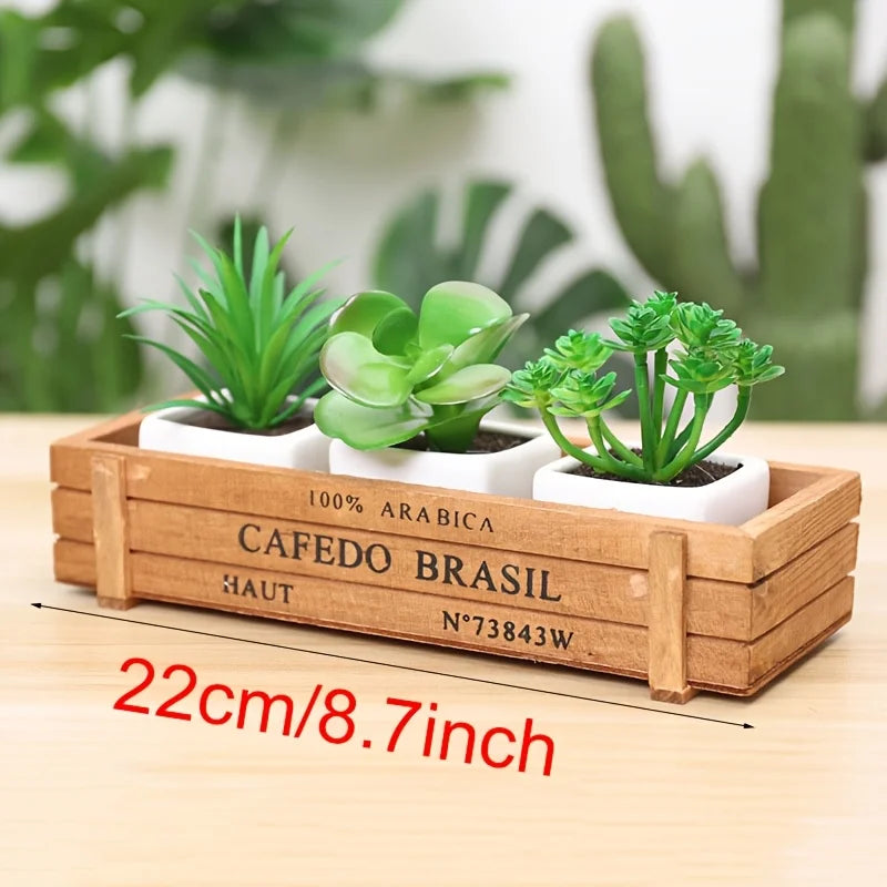 Retro Garden Plant Pot Vintage Wooden Storage Box for Sundries Stationery Pen Box Succulents Flower Pots Balcony Home Decoration