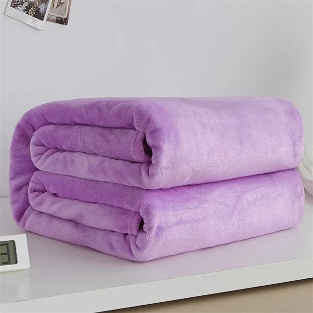 Coral Fleece Flannel Blankets For Beds 230gsm Solid Color Soft Warm Mink Throw Thin Bedspread Sofa Cover Faux Fur Plaid Blanket
