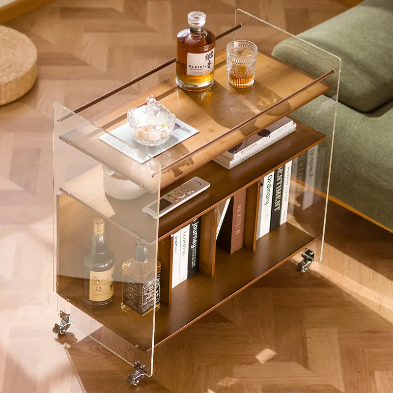 Creative sofa side table bedside shelf trolley simple ins movable small apartment coffee table