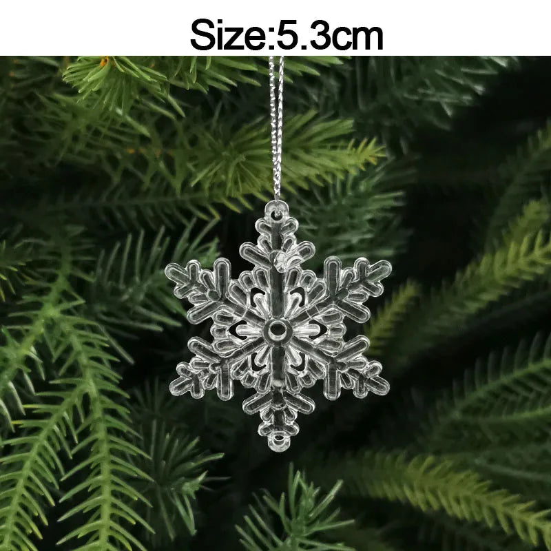 5pcs 2026 Christmas Decoration Crystal Acrylic Ornament Snowflake Elk Snowman Bow Christmas Tree Hanging Pendant New Year Kerst