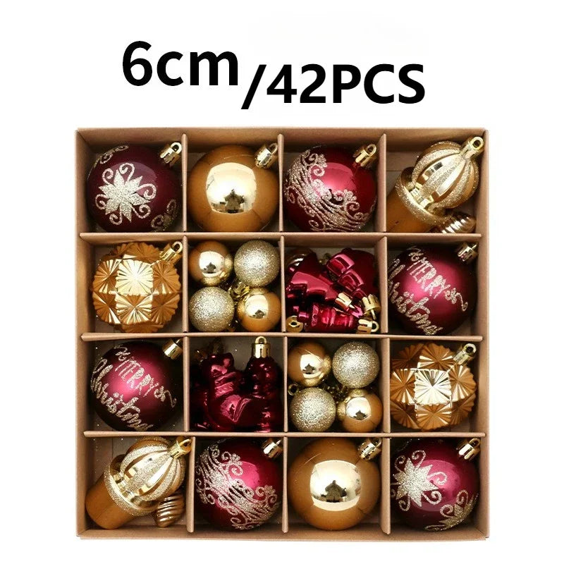 New Festivel Painted Shatterproof Christmas Balls Set For Christmas Tree DIY Decorative Ornaments New Year Santa Home Decor gift