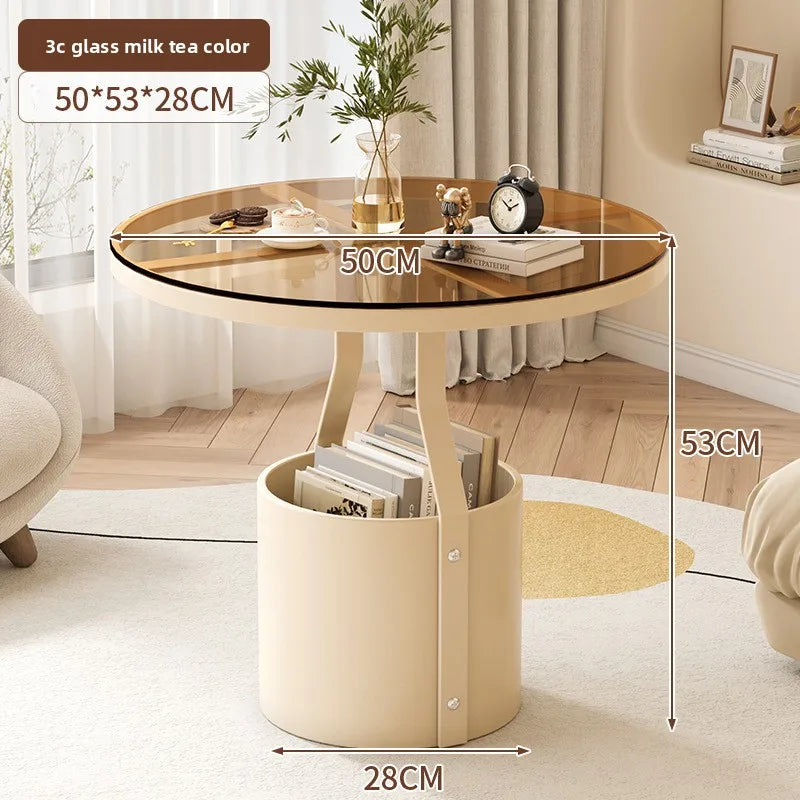 Coffee table light luxury rock slab round sofa side few bedrooms bedside small table balcony small round table
