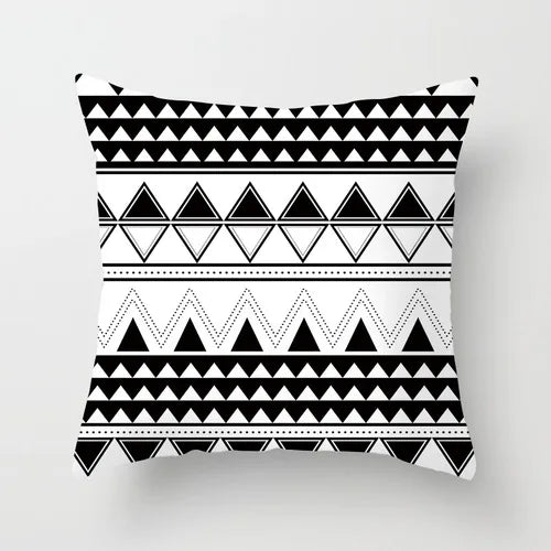 European-Style Black and White Geometry Portrait Pillow Cover Living Room Sofa Waist Support Office Bed Head Pillow Pillow 60x60