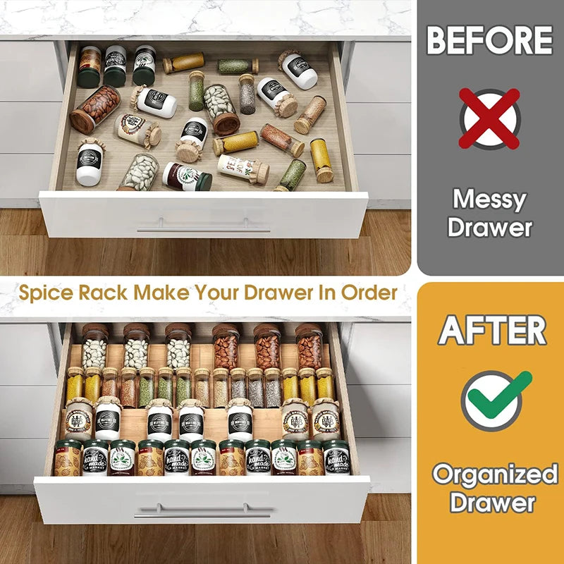 Bamboo Spice Drawer Organizer