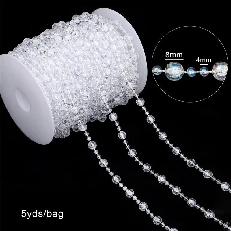 2025 Christmas Decoration Bead String Clear Colored Round Diamond Scale Shape Bead String For Wedding Valentine's Thanksgiving