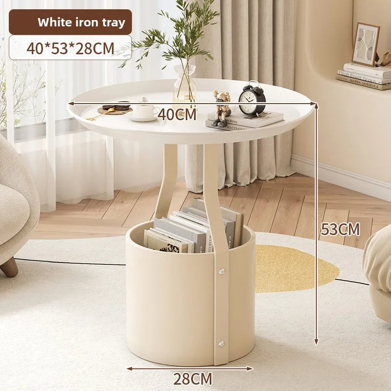 Coffee table light luxury rock slab round sofa side few bedrooms bedside small table balcony small round table