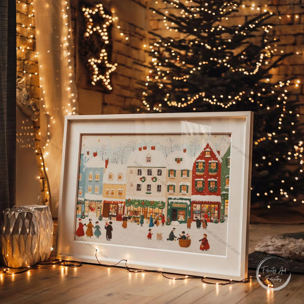 Winter Town Holiday Printable Wall Art