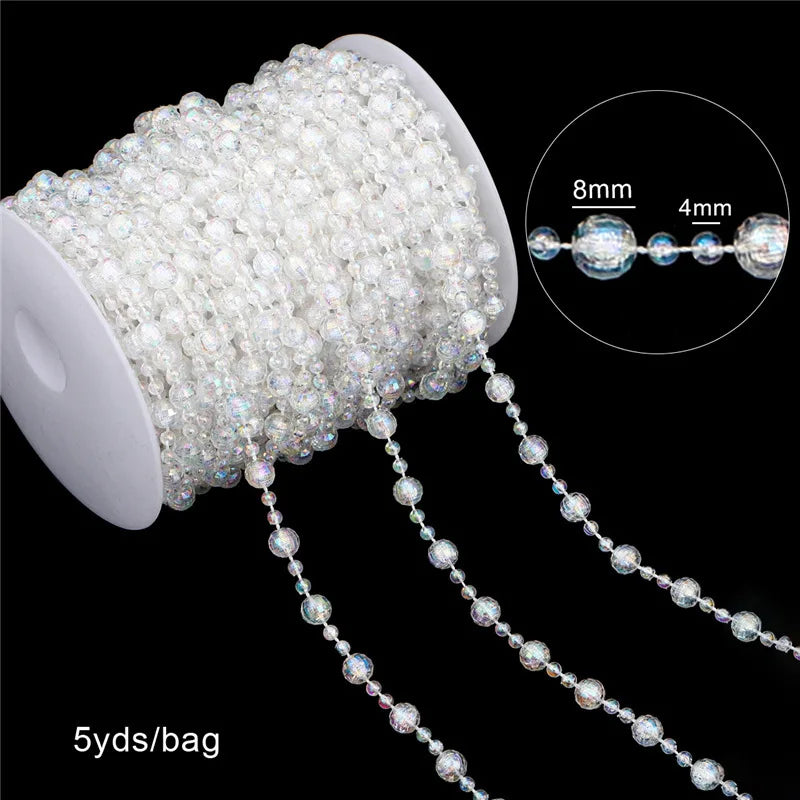 2025 Christmas Decoration Bead String Clear Colored Round Diamond Scale Shape Bead String For Wedding Valentine's Thanksgiving