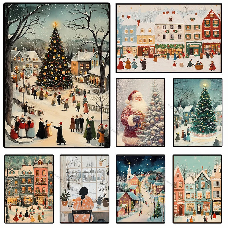 Winter Town Holiday Printable Wall Art
