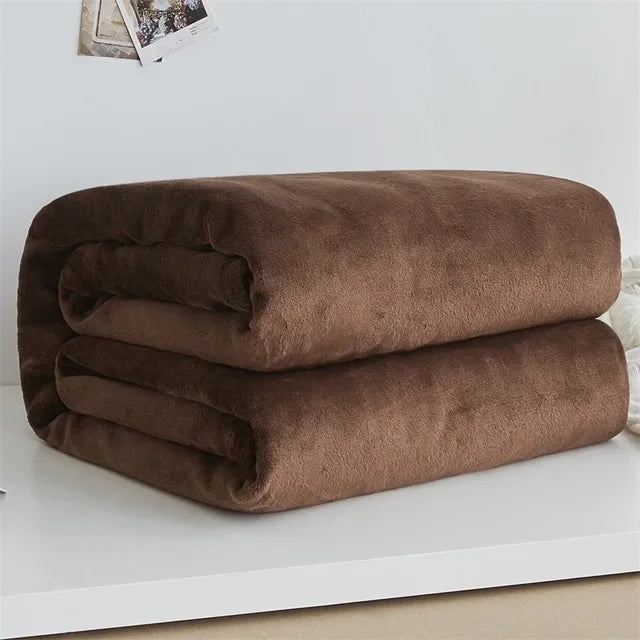 Coral Fleece Flannel Blankets For Beds 230gsm Solid Color Soft Warm Mink Throw Thin Bedspread Sofa Cover Faux Fur Plaid Blanket
