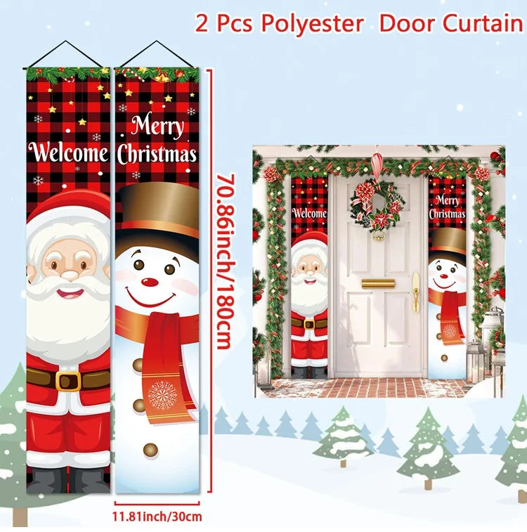 Christmas Hanging Door Banner Merry Christmas Decoration for Home 2025 Xmas Door Decor Navidad Notal Noel Ornament New Year 2026
