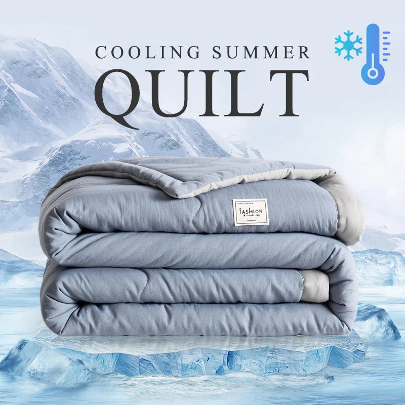 2025 new polyester cotton quilted summer quilt skin-friendly washable light luxury style solid color lightweight