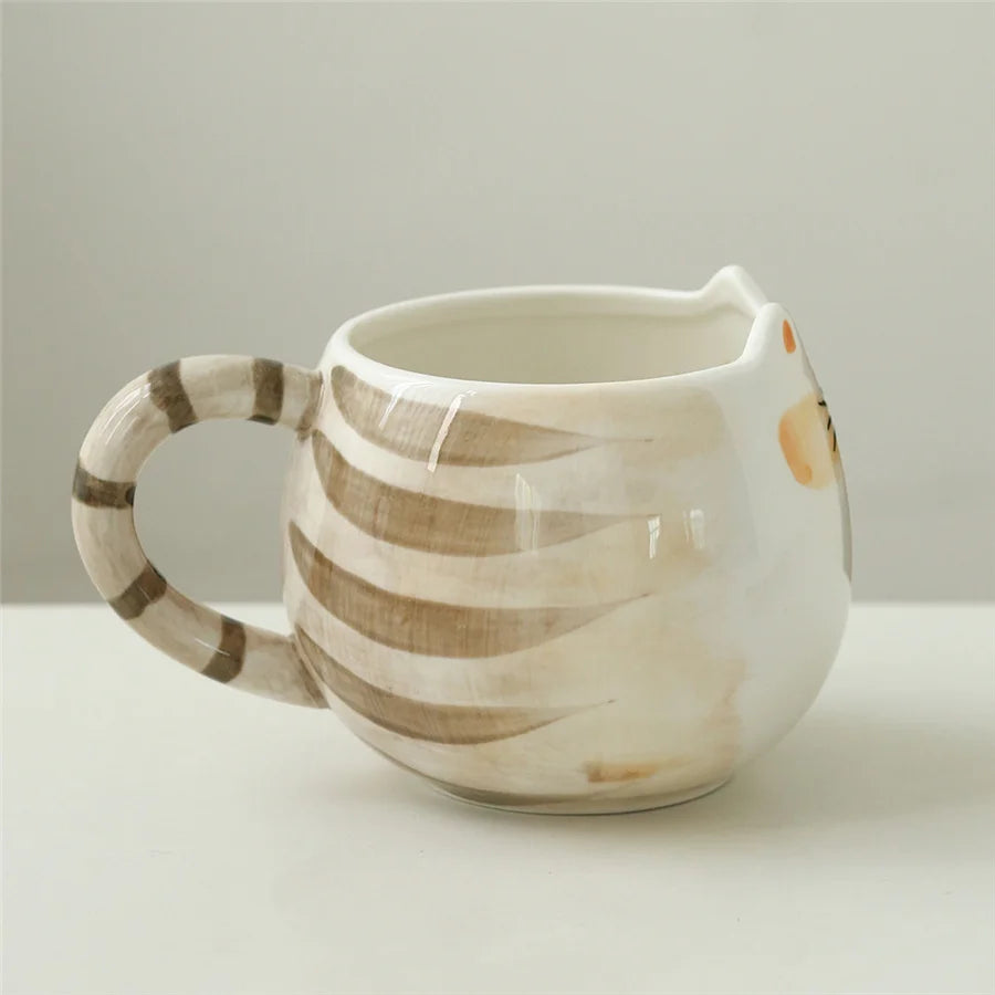 1pc cute ceramic cup, cat shaped mug