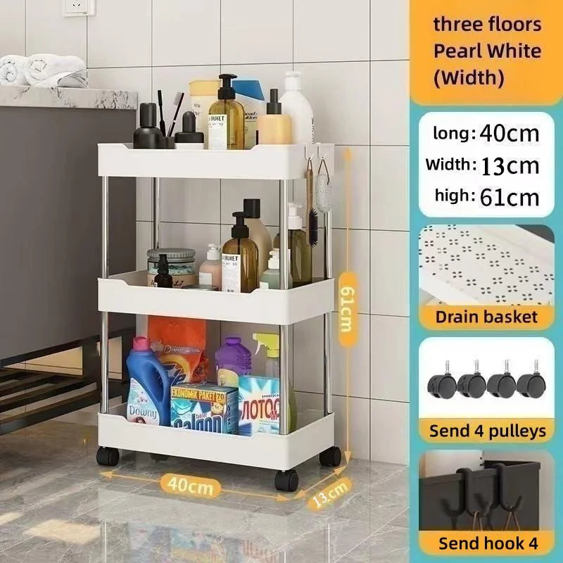Narrow Rolling Storage Shelf