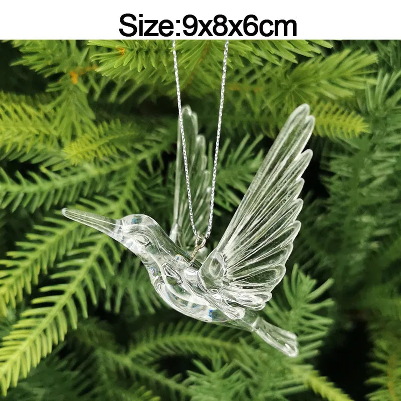 5pcs 2026 Christmas Decoration Crystal Acrylic Ornament Snowflake Elk Snowman Bow Christmas Tree Hanging Pendant New Year Kerst