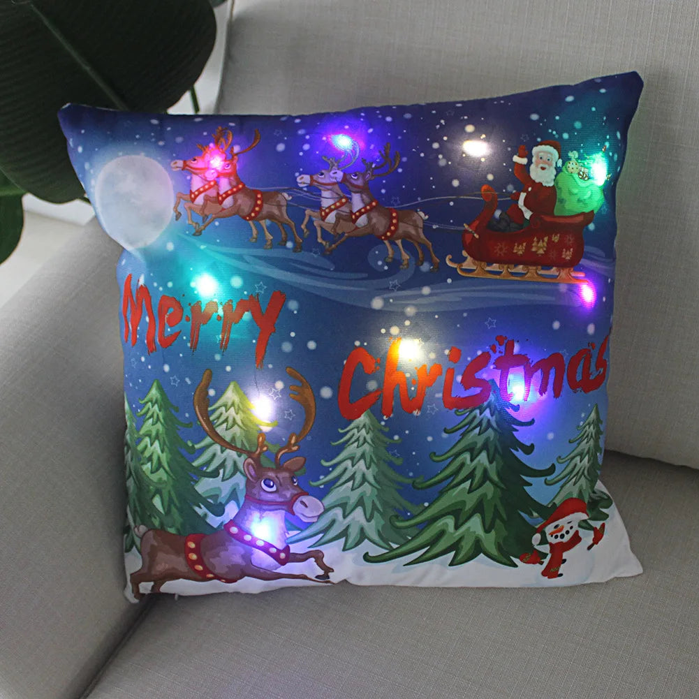 Christmas Decoration LED Pillowcase 45cm Pillow Cushion Cover with Lights New Year Decor Christmas Decorations for Home