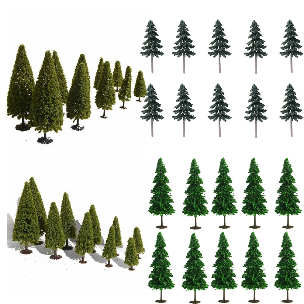 10 PCs Model Pine Trees Miniature Pine Trees Forest Train Railway War Game Layout DIY Landscape Scenery Christmas Decor