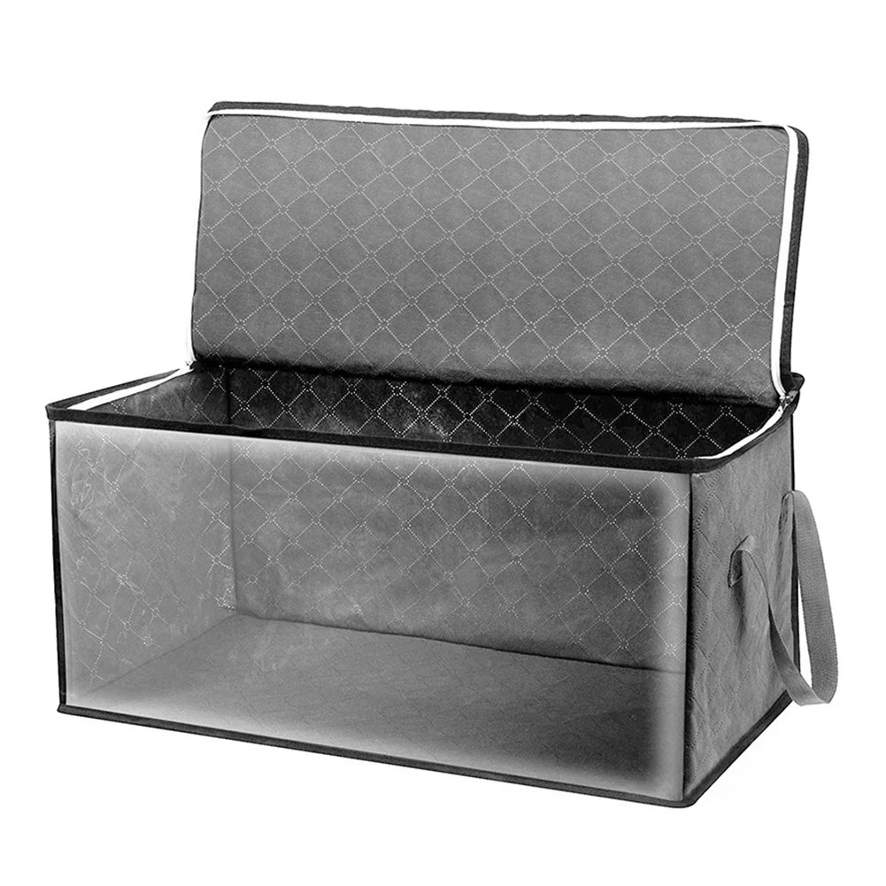 Large Capacity Clothes Storage Bag Non-Woven Foldable Quilt Storage Bag with Lids Zipper Wardrobe Clothing Organizer Sorting Box