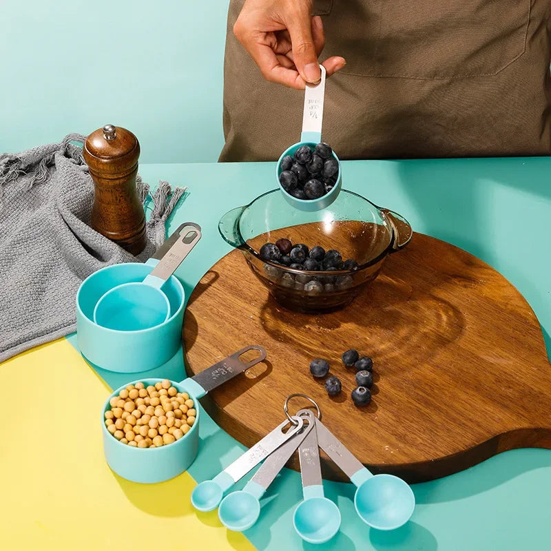 8PCS/set Stainless Steel Measuring Cup and Spoon Set with Scale for Accurate Baking and Cooking Grain Dessert Measuring Tools