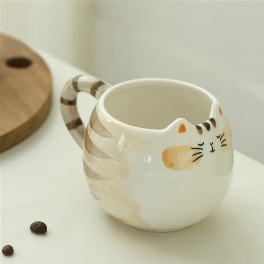 1pc cute ceramic cup, cat shaped mug