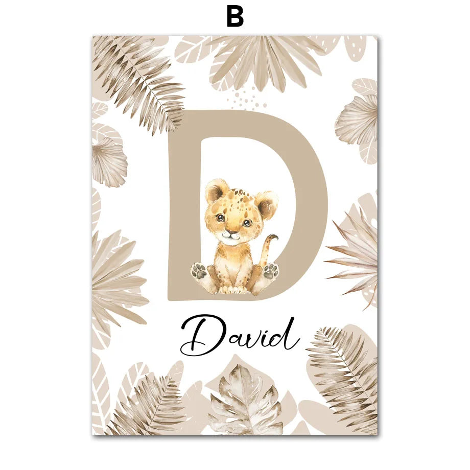 Personalized Safari Animal Nursery Wall Art