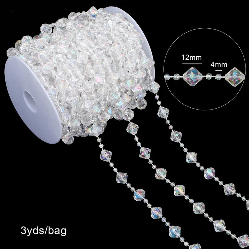 2025 Christmas Decoration Bead String Clear Colored Round Diamond Scale Shape Bead String For Wedding Valentine's Thanksgiving