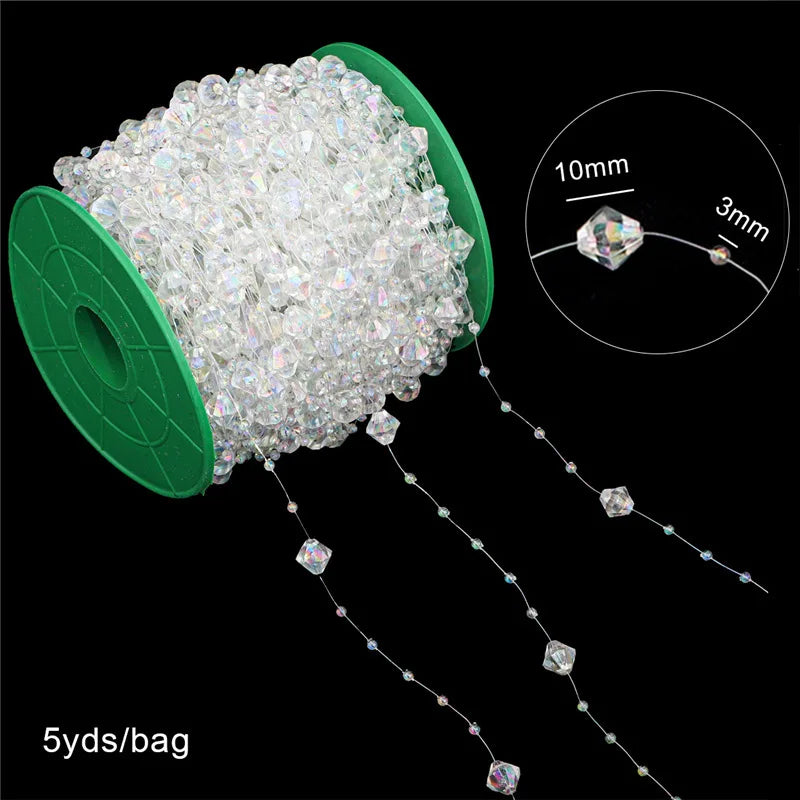 2025 Christmas Decoration Bead String Clear Colored Round Diamond Scale Shape Bead String For Wedding Valentine's Thanksgiving