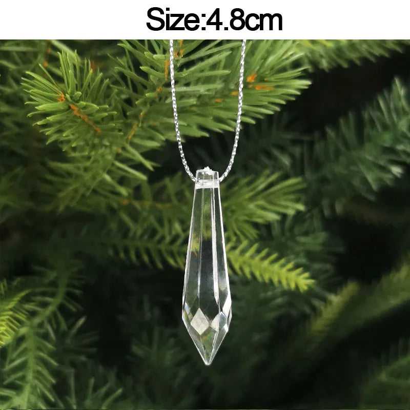 5pcs 2026 Christmas Decoration Crystal Acrylic Ornament Snowflake Elk Snowman Bow Christmas Tree Hanging Pendant New Year Kerst