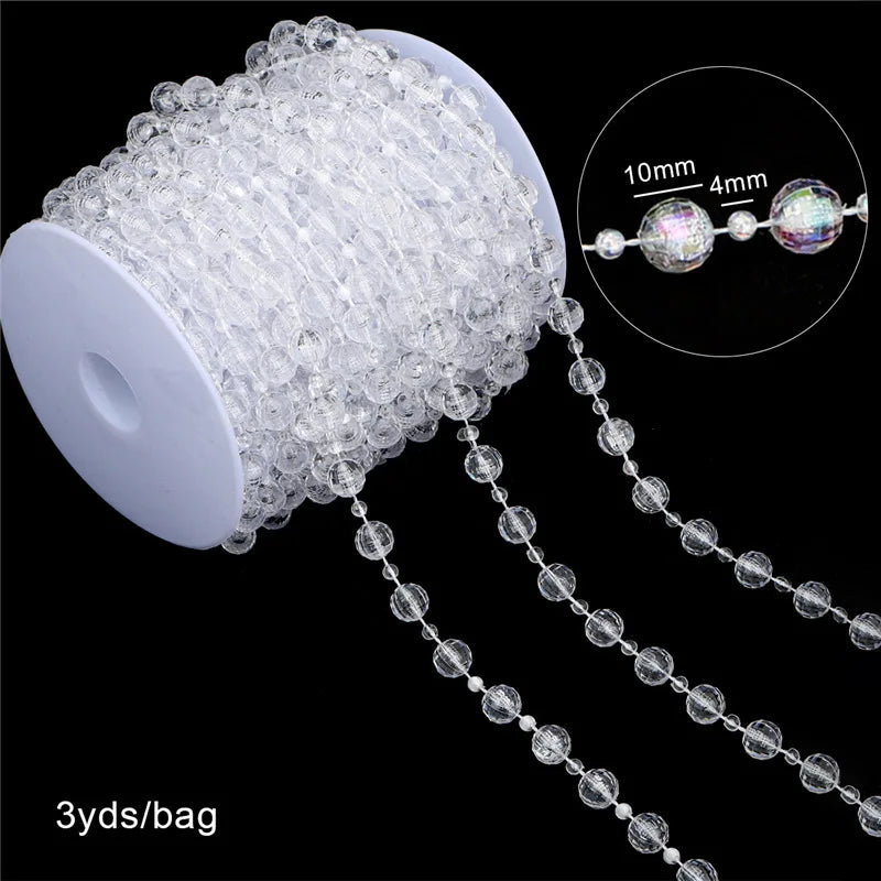 2025 Christmas Decoration Bead String Clear Colored Round Diamond Scale Shape Bead String For Wedding Valentine's Thanksgiving